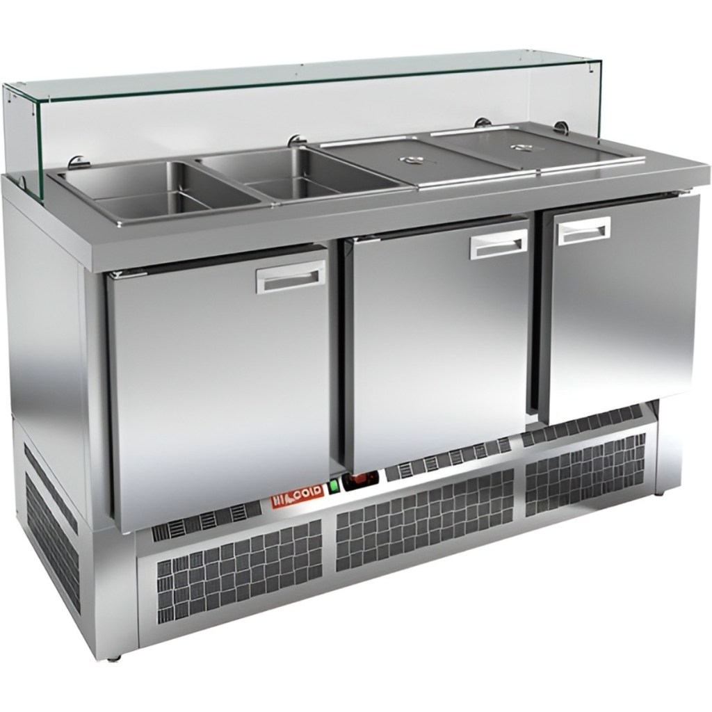 Стол холодильный для салатов HiCold SLE3-111GN низкое стекло