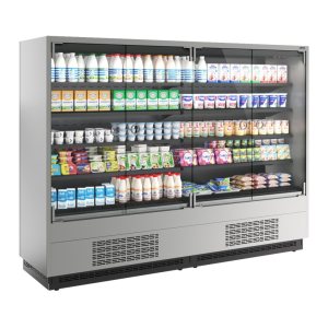 Горка холодильная Carboma FC20-07 VM 2,5-1 0030 LIGHT фронт Х0 (версия 2,0) (9006-9005) (бок металл с зеркалом)