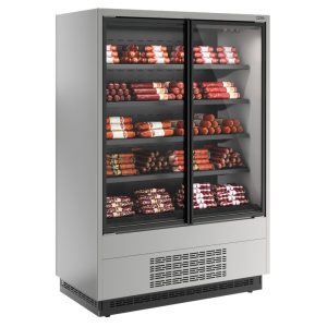 Горка холодильная Carboma FC20-07 VV 1,3-1 0030 STANDARD фронт X1 (версия 2.0) (9006-9005) (бок металл с зеркалом)