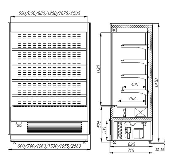 Горка холодильная Полюс Carboma FC 20-07 VV 0,6-1 (распашные двери) (CUBA FC20-07) - Изображение 3
